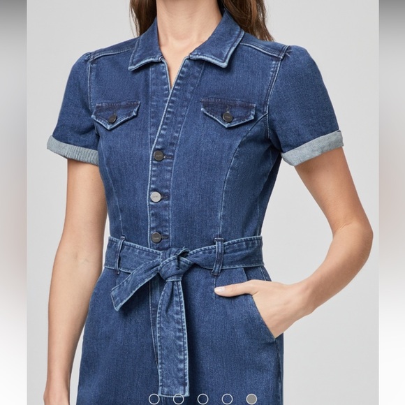 Paige Woman’s Anessa Short Sleeve denim Jumpsuit size 4 blue - Picture 2 of 11